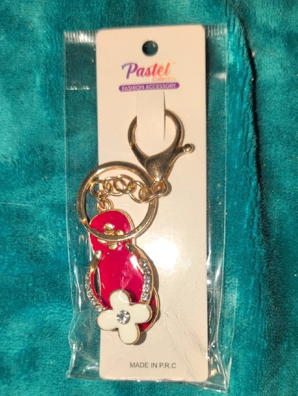 Pastel Red Flip-Flop Keychain .Pick 1 Gold Toned Or Silver Toned